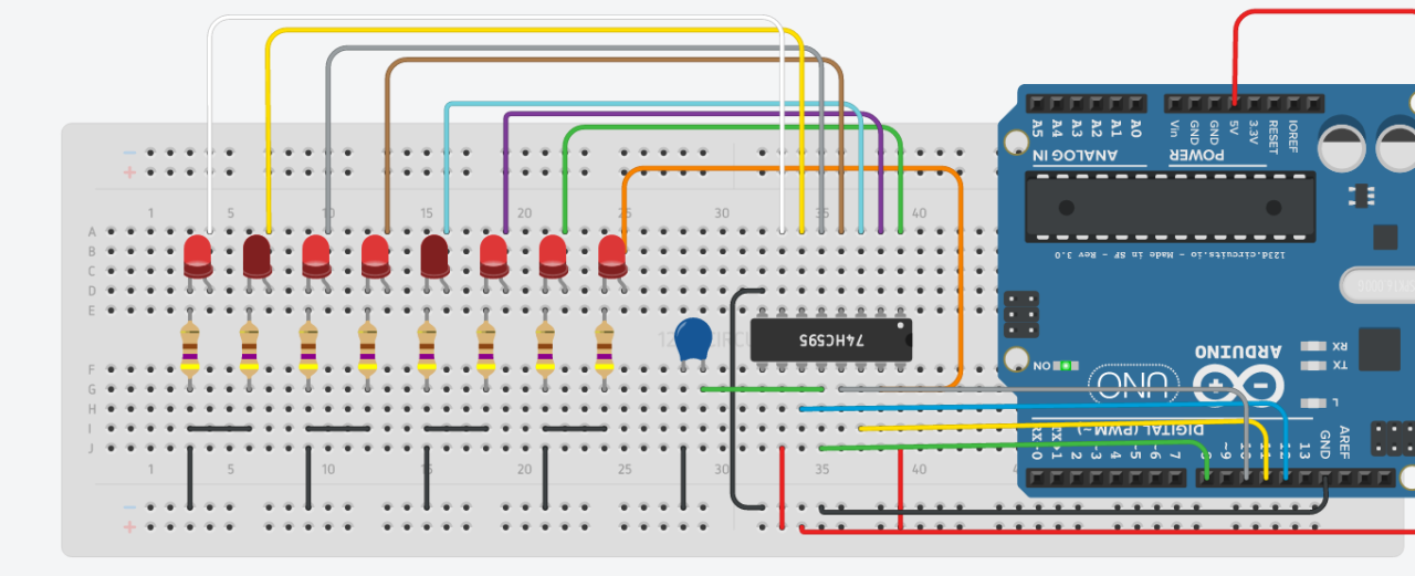 Shift register 74HC595 LED control using Arduino - M.B Raw Shift register 74HC595 LED control using Arduino - M.B Raw